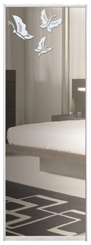 

Дверь (раздвижная система ) пескоструй бабочки на зеркале серебро рисунок 56 к шкафу-купе 95 x 240 см