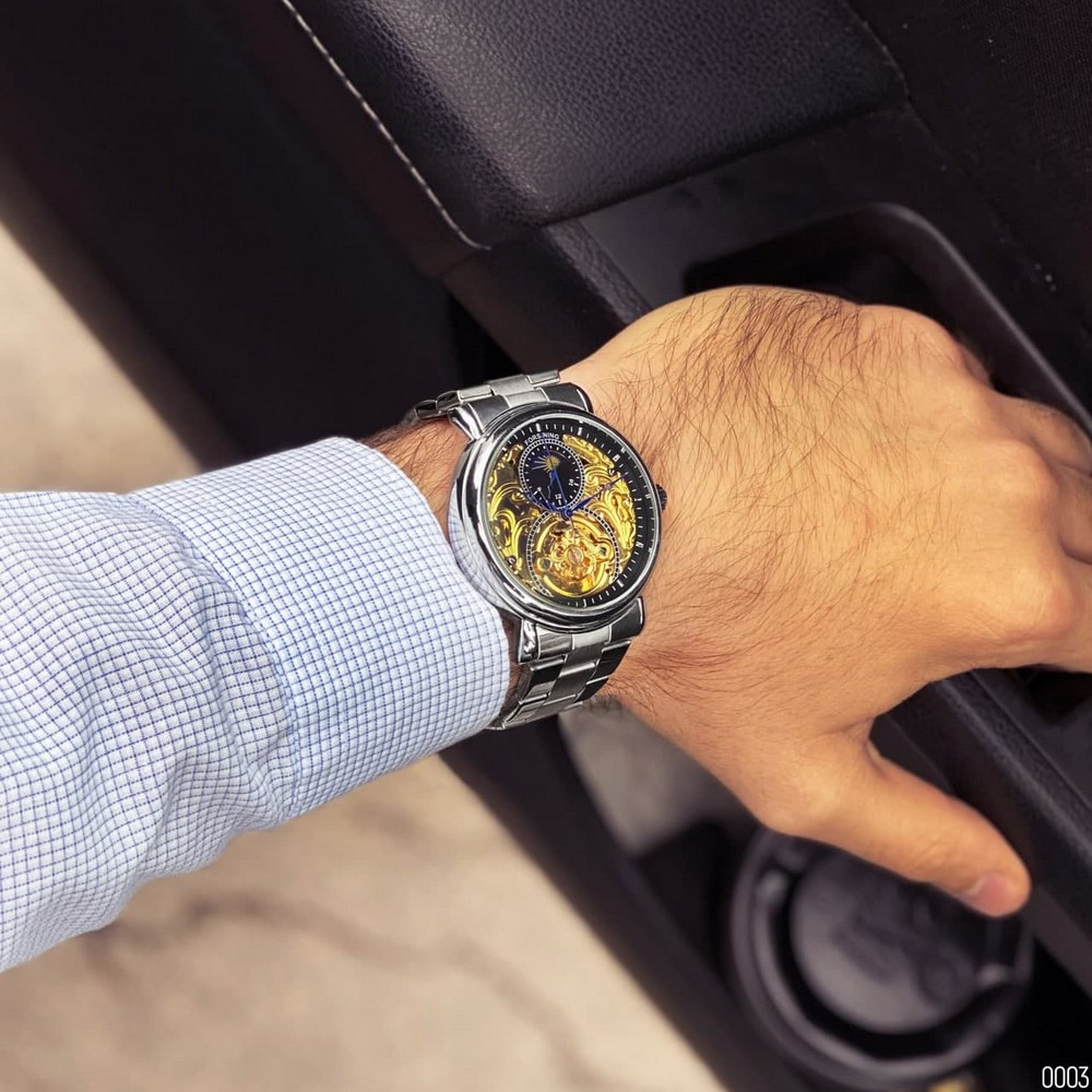 

Часы наручные Forsining 8177 Silver-Gold
