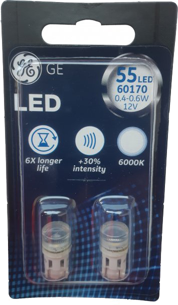 Автолампа General Electric 12V W5W комплект 2 шт (GE 60170LED-2B ...