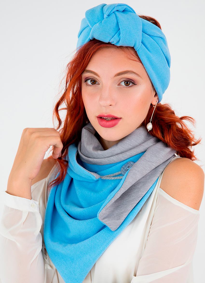 

Комплект шарф и тюрбан My Scarf голубовато-серый (302)