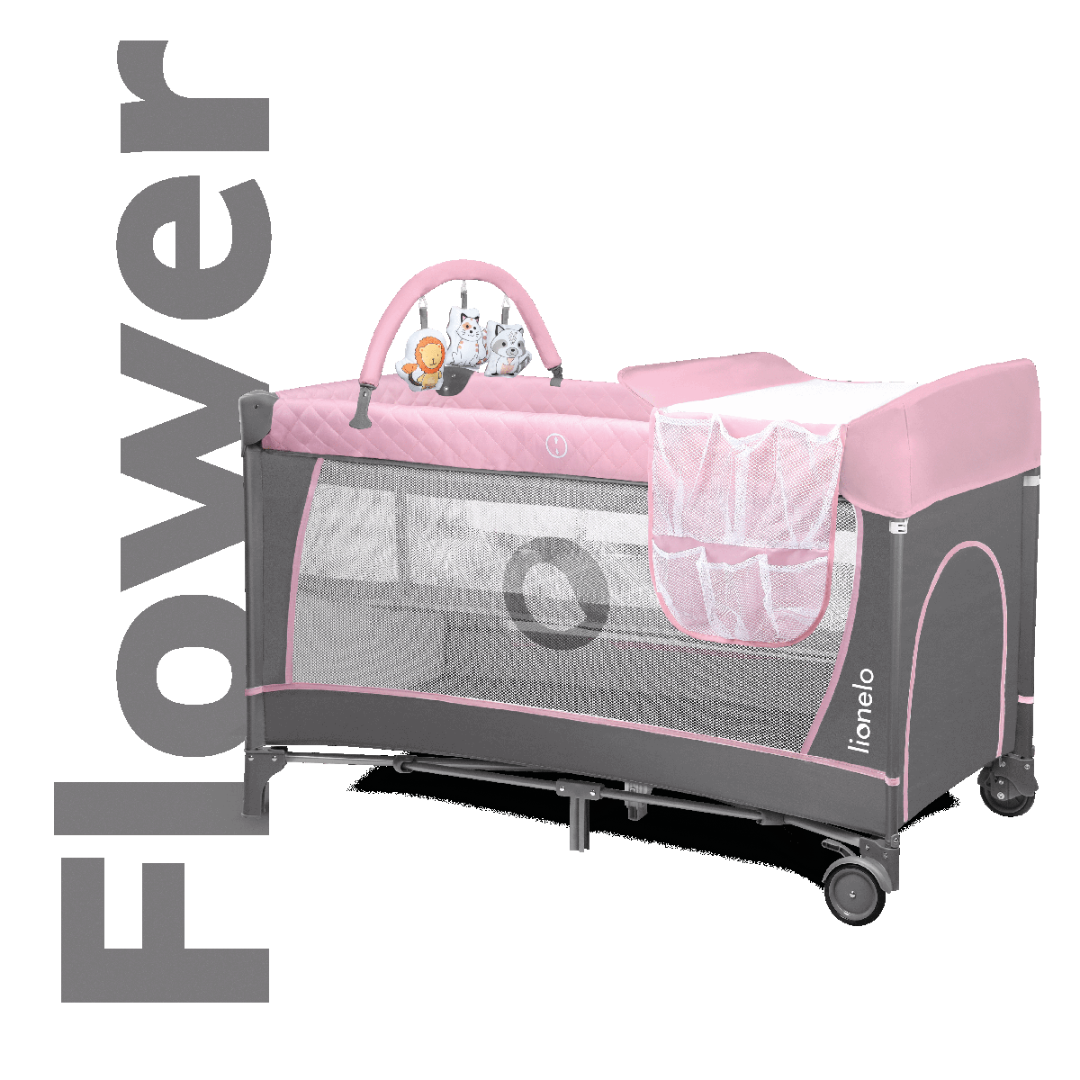 

Детская кроватка-манеж 2 в 1 Lionelo Flower Flamingo