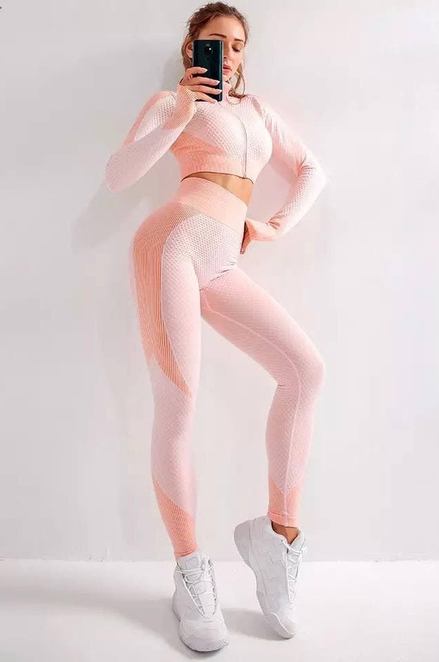 

Костюм для фитнеса тройка New sport S с длинным рукавом персиковый