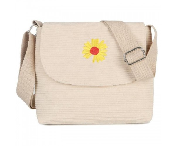 

Сумка из вельвета на змейке Ромашка 21 x 18 х 6 см 549 Бежевый