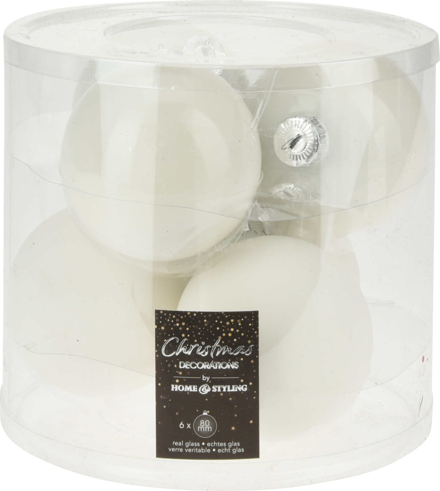 

Набор елочных шаров Christmas Decoration 8 см 6 шт белый (ABR702530)