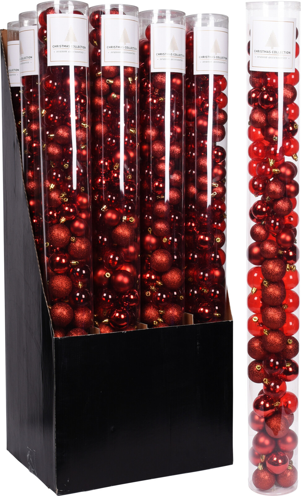 

Большой набор елочных шаров в тубусе Christmas Decoration 100 шт красный (ACS100620)