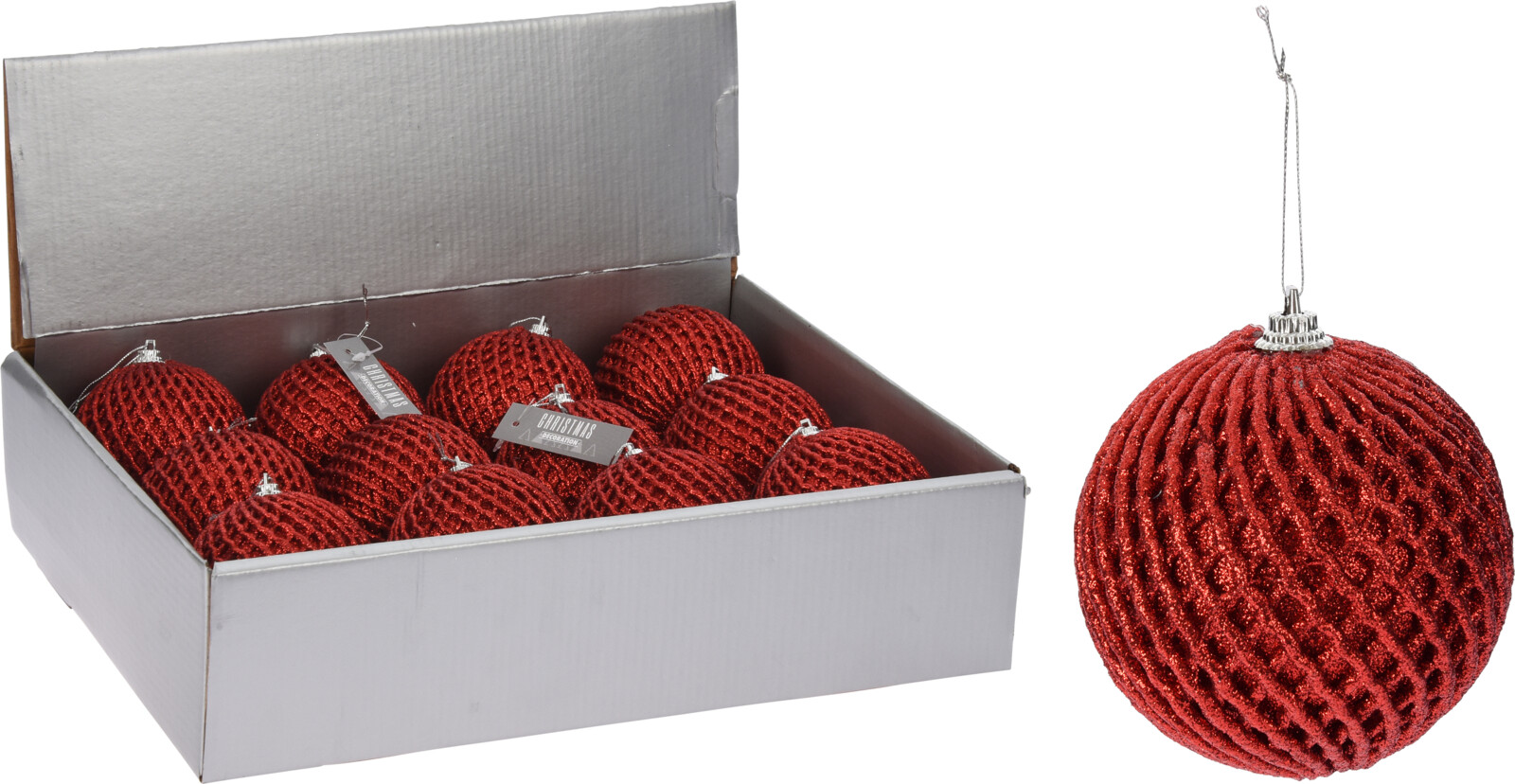 

Набор елочных шаров Christmas Decoration 8 см 12 шт красный (CAA126420)