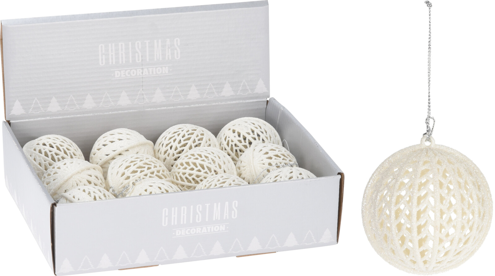 

Набор елочных шаров Christmas Decoration 6 см 12 шт белый (CAA129630)