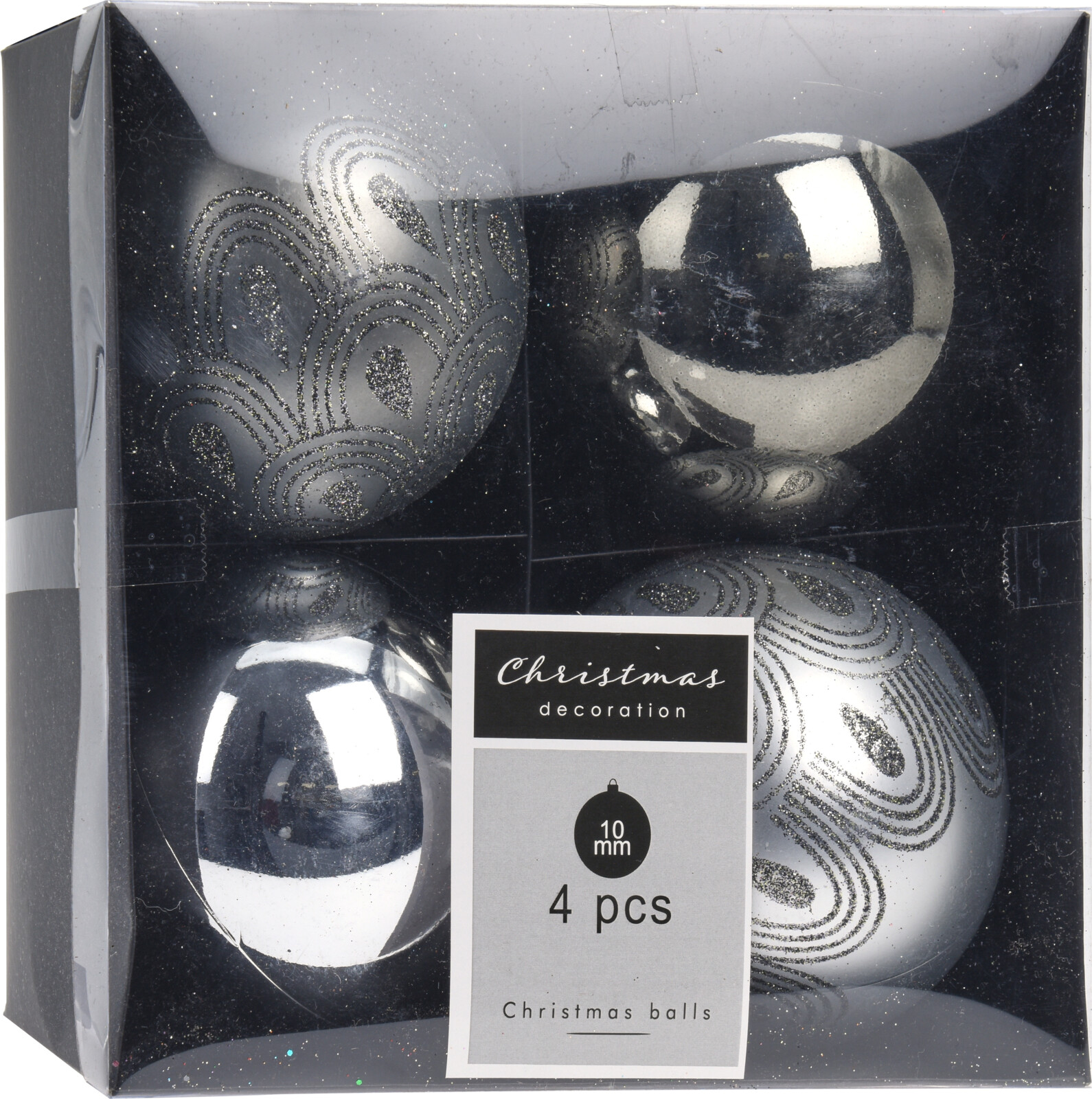 

Набор елочных шаров Christmas Decoration 10 см 4 шт серый (CAN221510)