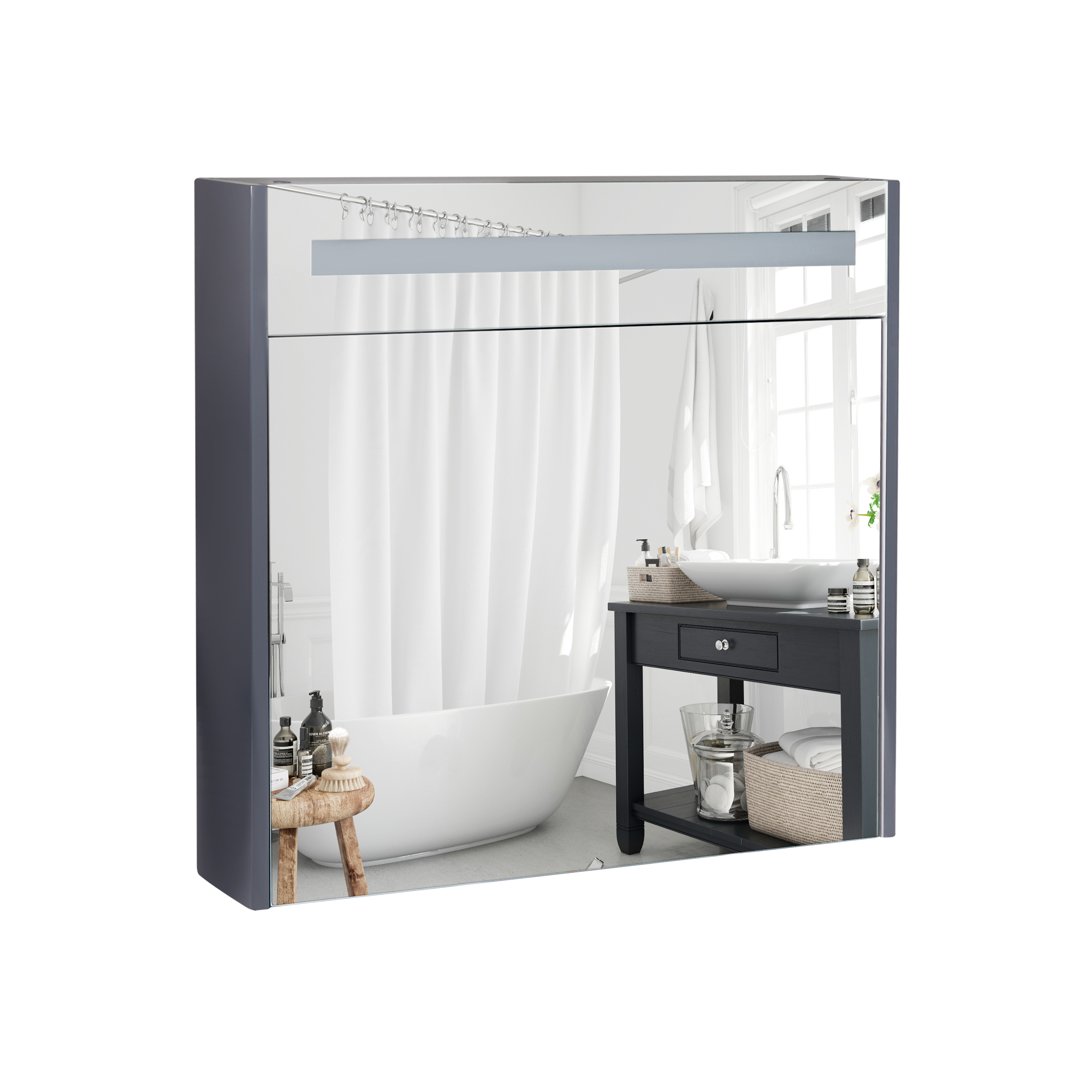 

Зеркальный шкаф подвесной Qtap 800х730х145 Robin Graphite с LED-подсветкой QT1377ZP8002G
