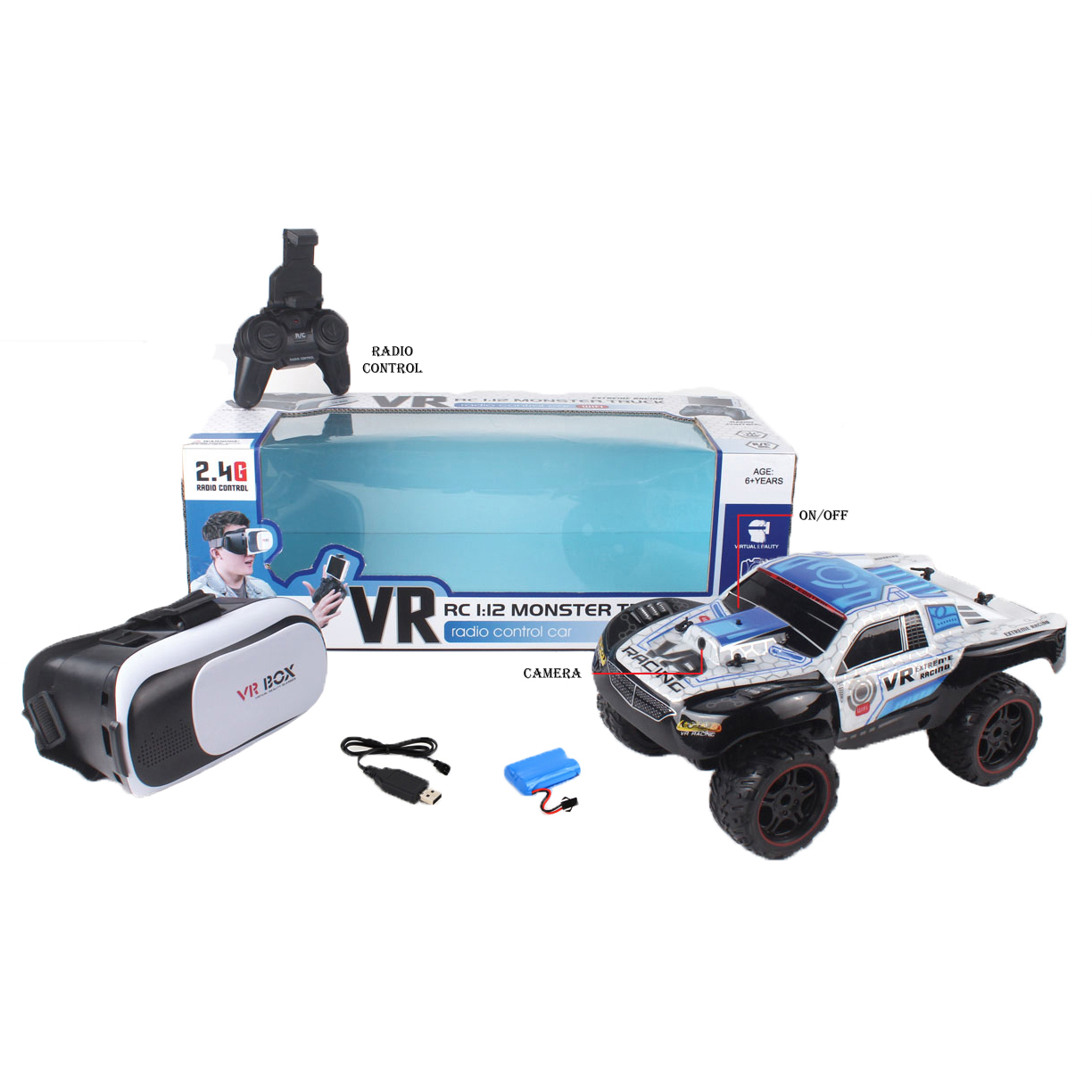 

Машинка на радиоуправлении с Камерой и VR очками M+ VR RC car