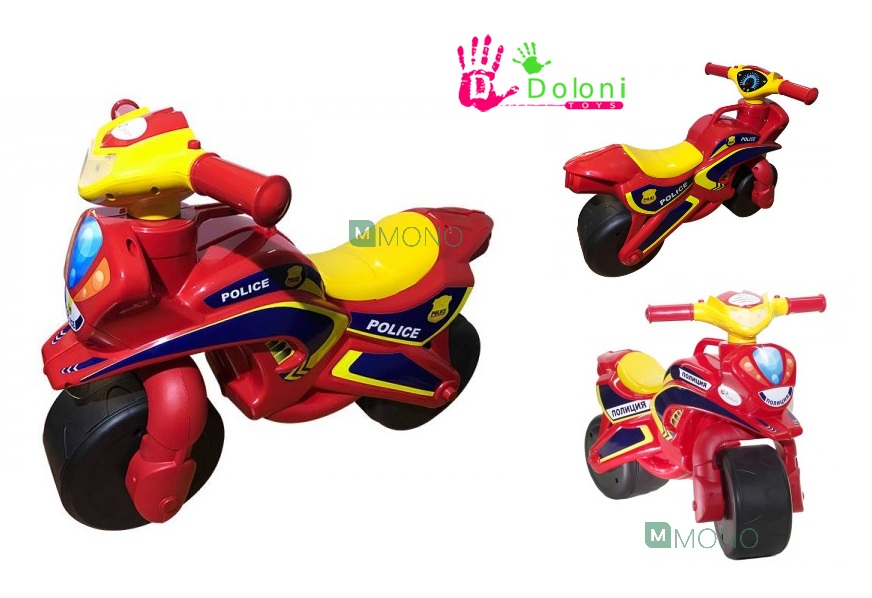 

Детский мотоцикл беговел музыкальный полиция Active Baby Police DOLONI TOYS Красный с желтым (462-84)