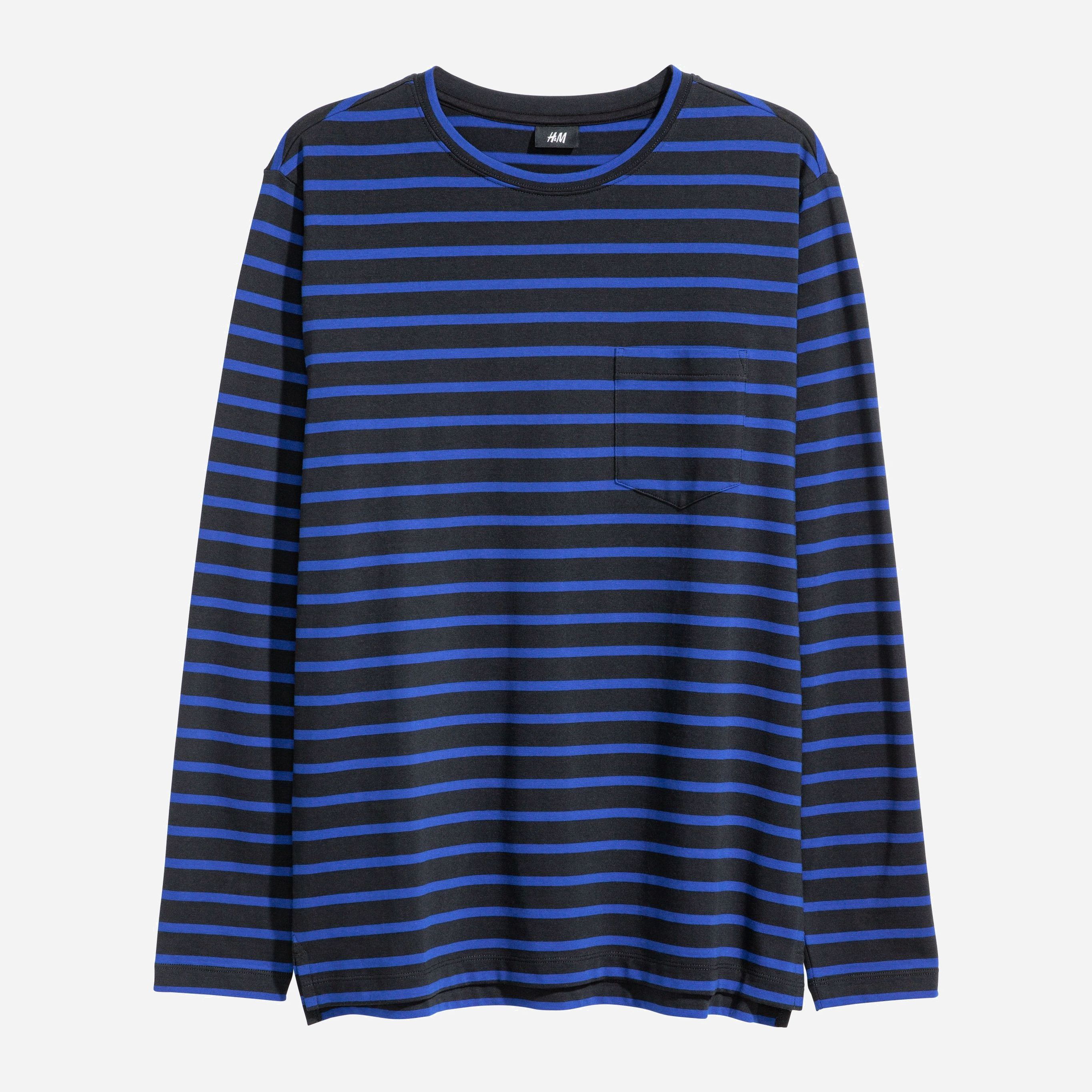 

Лонгслив H&M XAZ098119OAGK XL Черный в синюю полоску