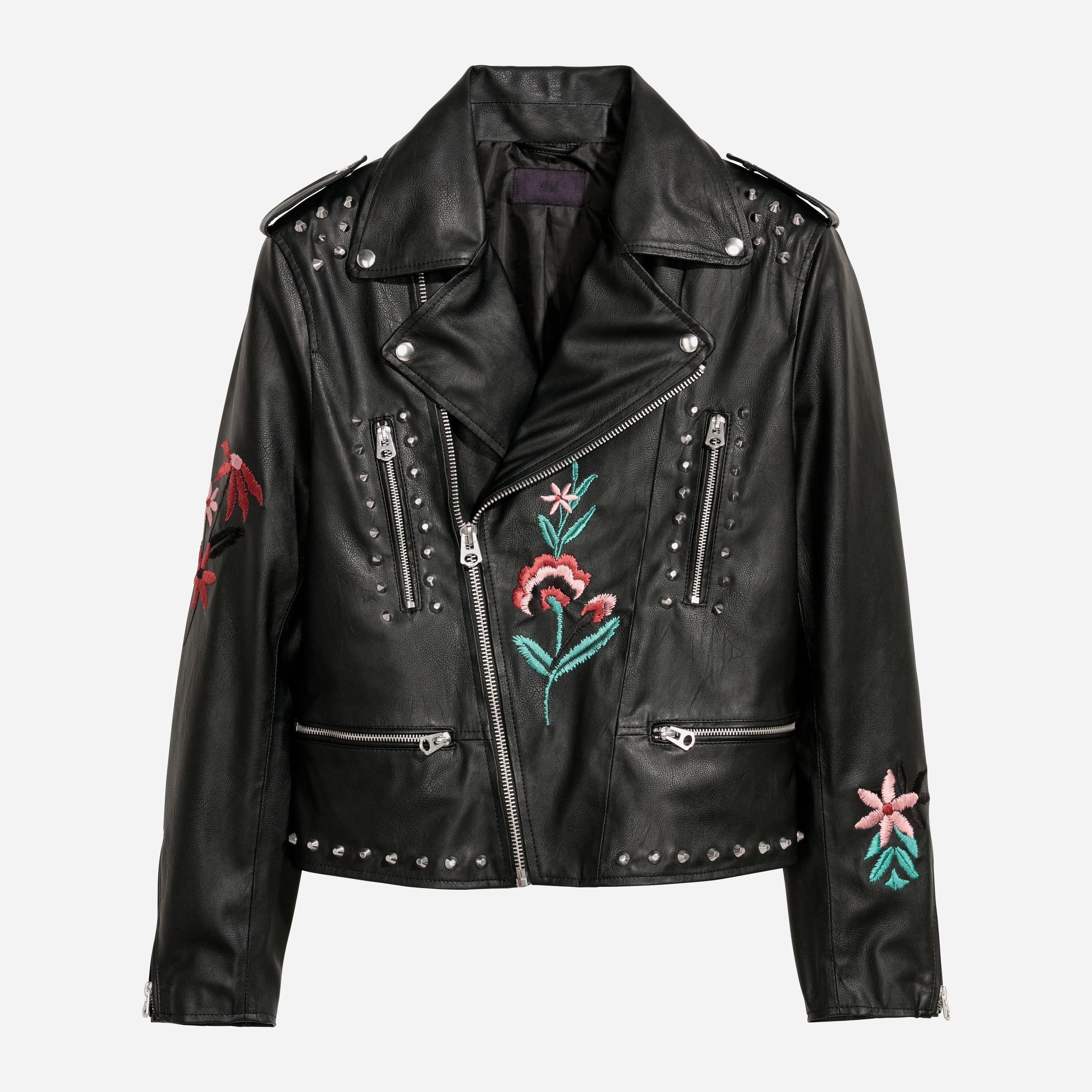 

Куртка из искусственной кожи H&M XAZ155824UWAP XS Черная с принтом