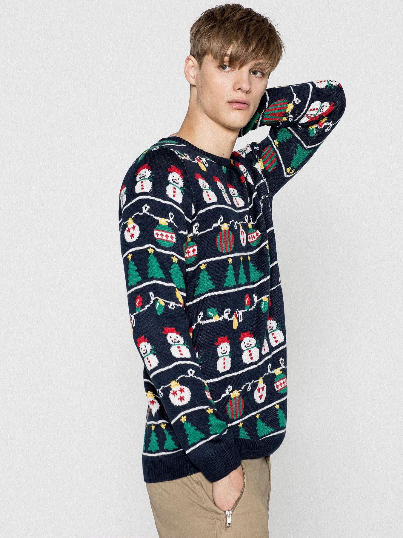 

Джемпер Pull & Bear XAZ225100FBBO L Темно-синий в узоры