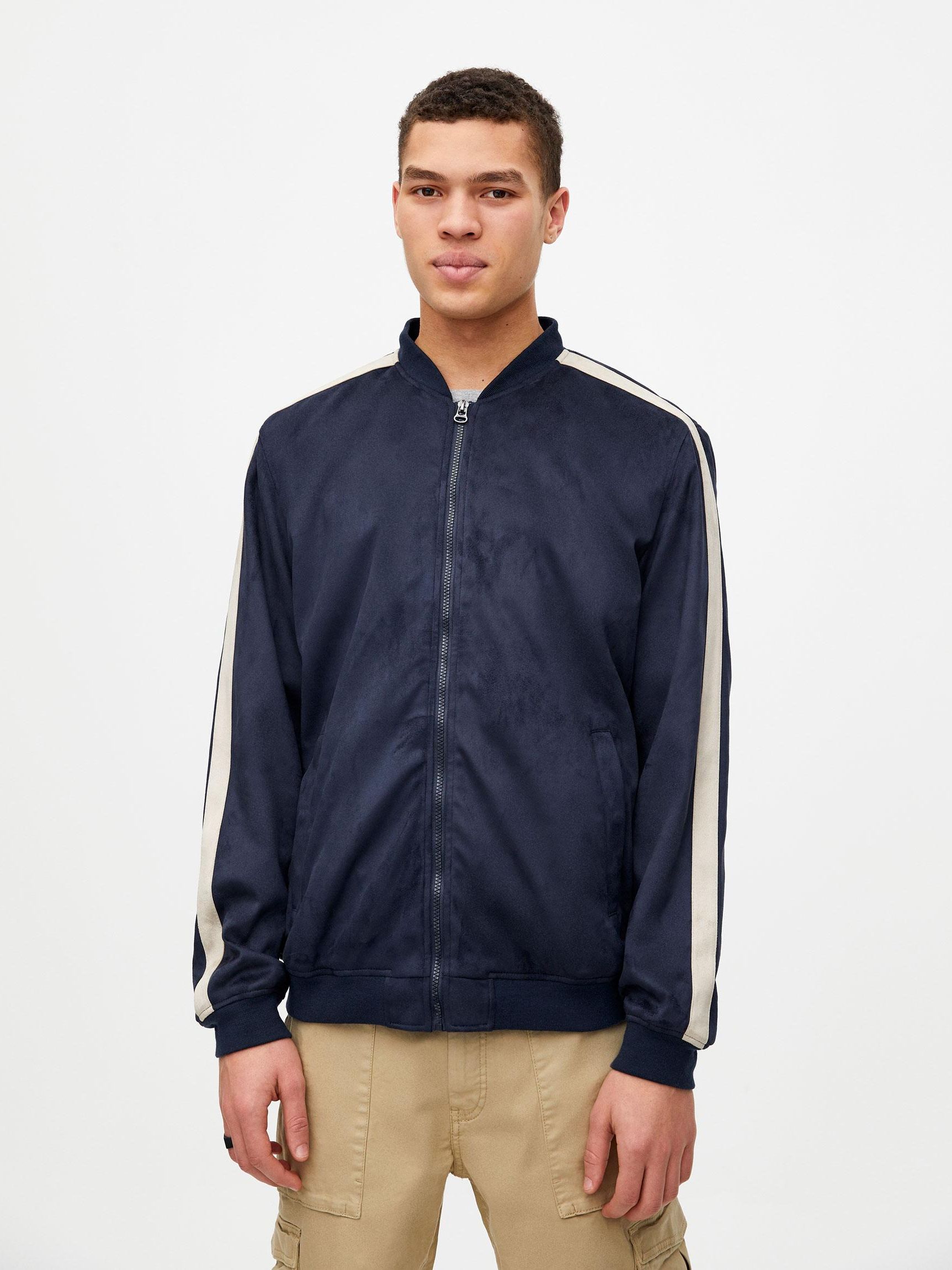 

Бомбер Pull & Bear XAZ240884CUQQ XL Темно-синий с бежевым