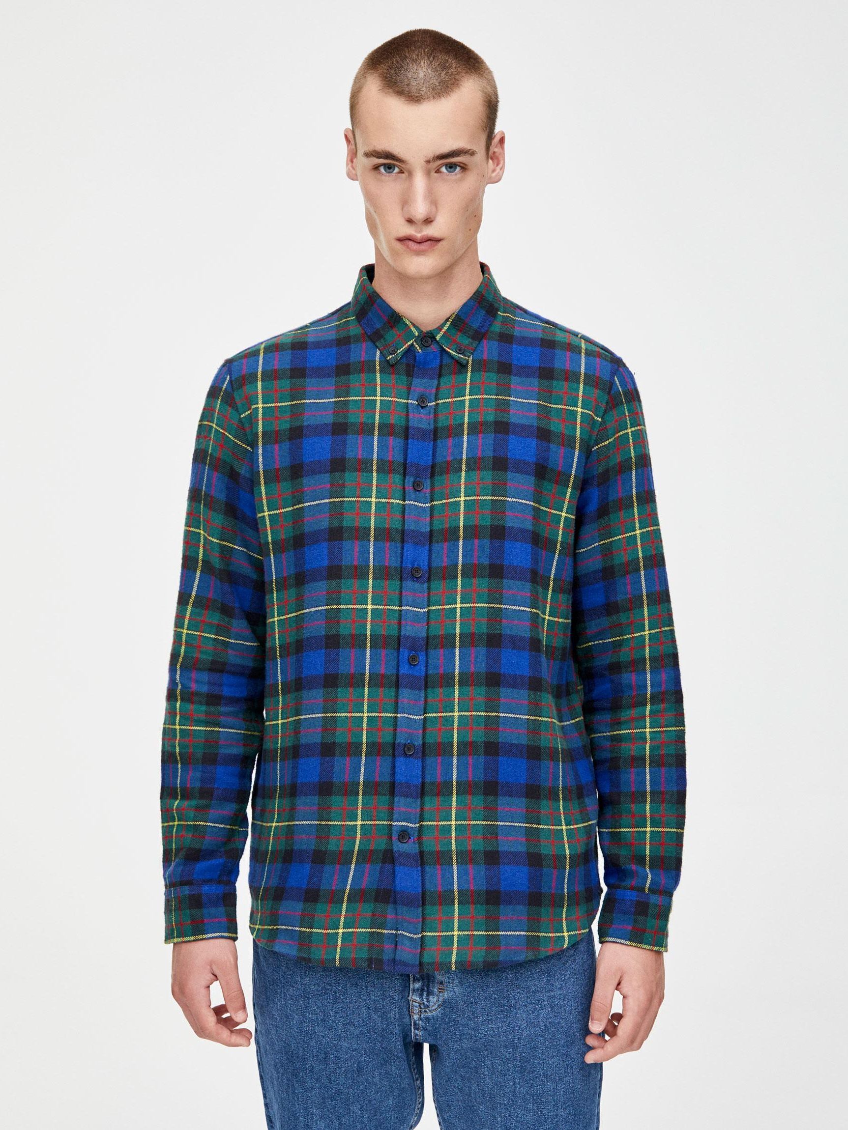 

Рубашка Pull & Bear XAZ260711PRXT  Сине-зеленая, Рубашка Pull & Bear XAZ260711PRXT M Сине-зеленая