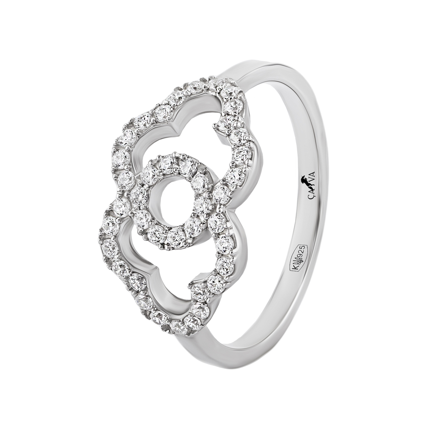 

Срібна КАБЛУЧКА ЧОТИРИЛИСНИКИ З ФІАНІТАМИ 20 cava.cool