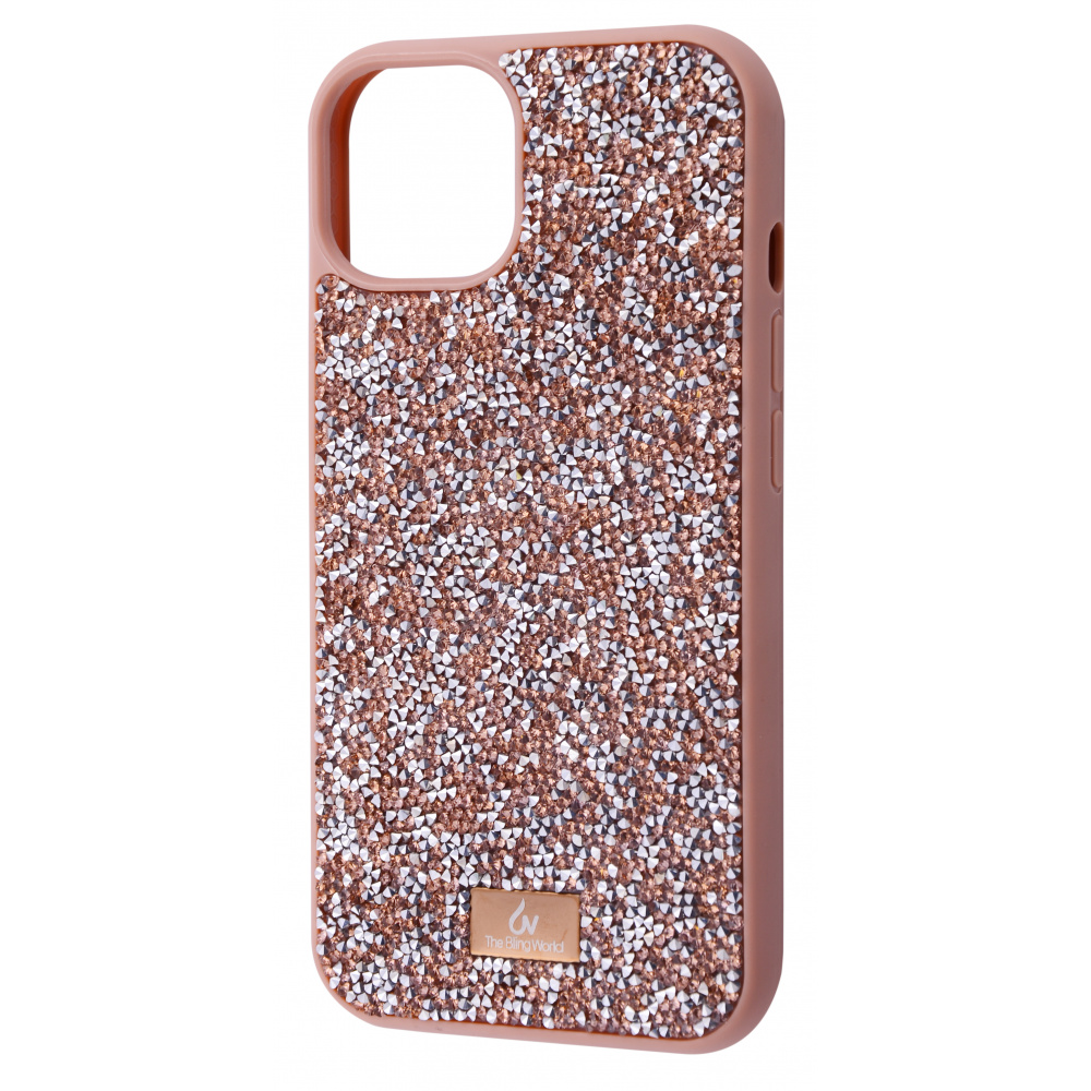 

Чехол с камнями и блёстками Bling World ROCK DIAMOND iPhone 13 rose gold Розовый Золотой
