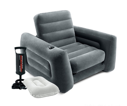 

Надувное кресло Intex 66551-2, 224 х 117 х 66 см, с ручным насосом и подушкой , черное (11429),