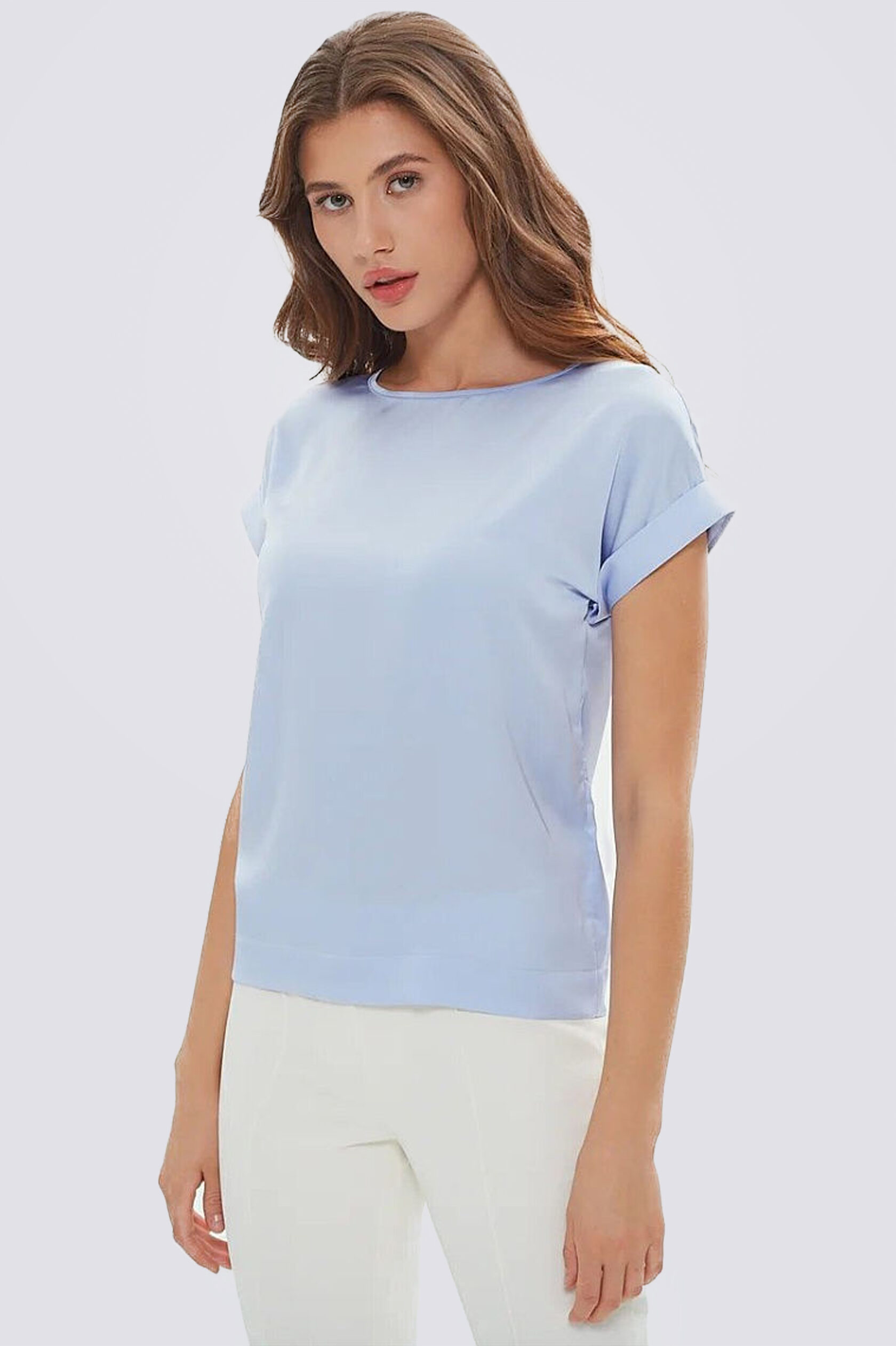 

Блуза шелковая ES.design fw2141.6 голубая размер XL