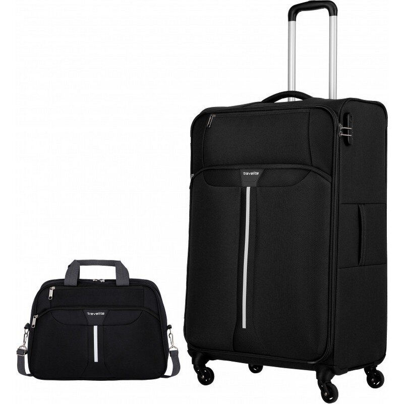 

Валіза на 4 колесах велика Travelite Speedline Black TL092441-01 L чорна + сумка (17 л)