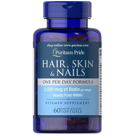 

Витамины Puritan's Pride Hair, Skin Nails One Per Day Formula + 2500 мг Биотина 60 капсул