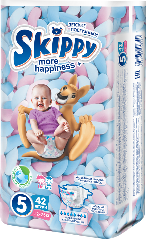 

Подгузники детские Skippy More Happiness Размер 5 12-25 кг 42 шт (6957931418791)