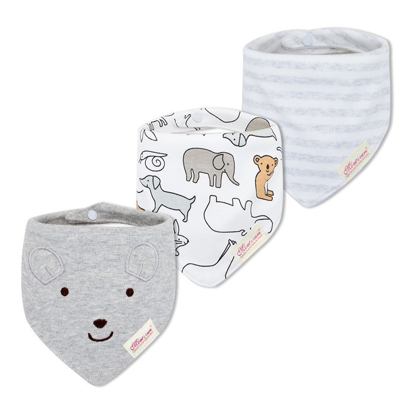 

Тканевые слюнявчик бандана Babyyy Bo Серый медведь Набор из 3 шт