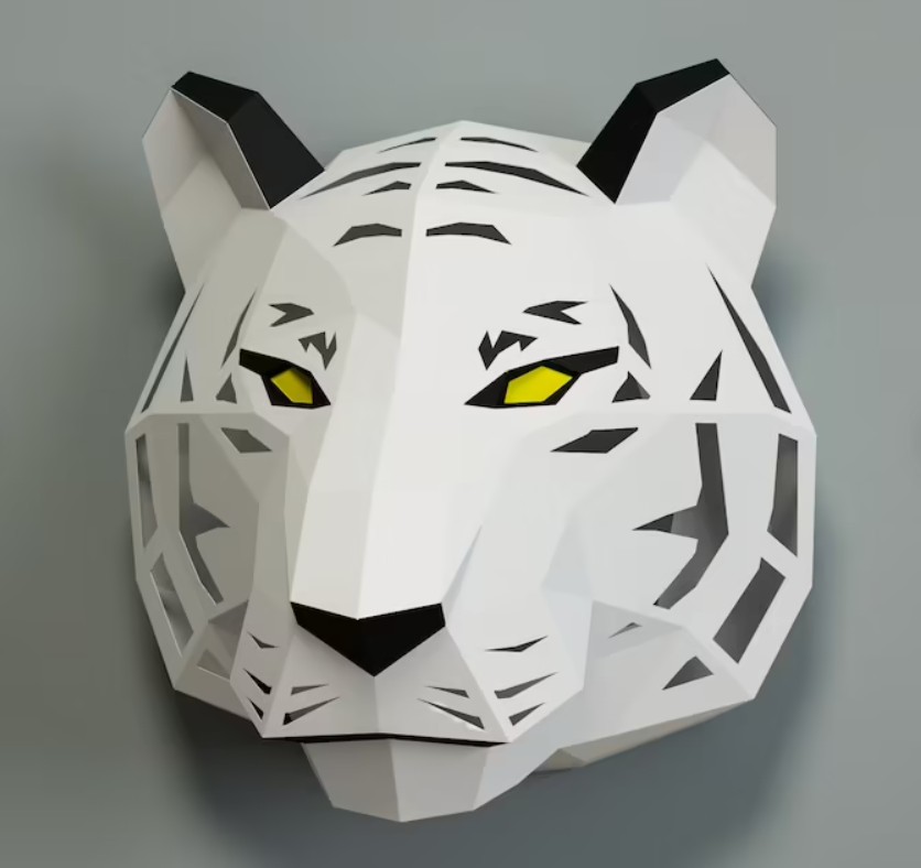 

Паперкрафт бумажная модель Белый тигр Papercraft Набор для создания 3д фигур