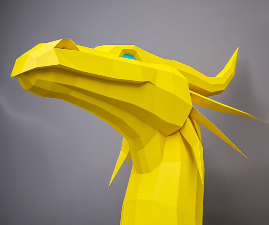 

Паперкрафт бумажная модель Желтый дракон Papercraft Набор для создания 3д фигур