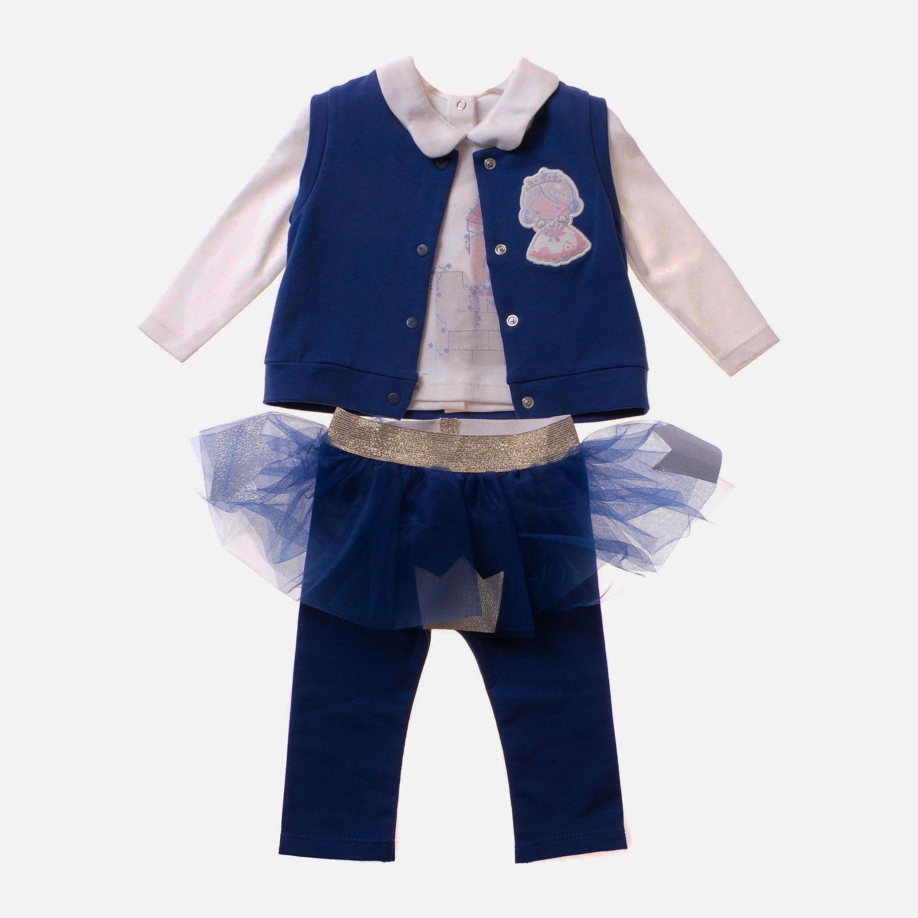 

Комплект (жилет + футболка с длинными рукавами + лосины) Tongs Baby 2514 86 см Ярко-синий/Розовый