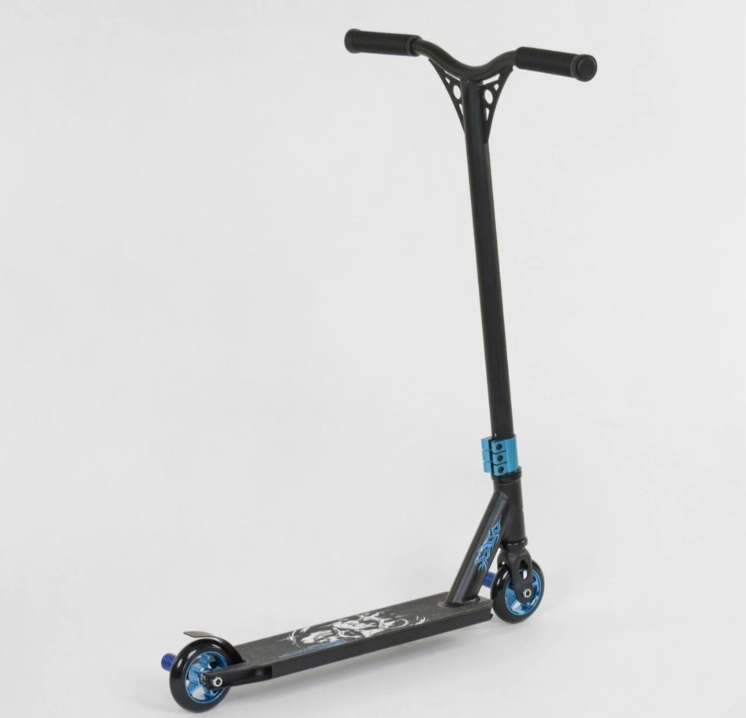 

Самокат трюковый Best Scooter 269 двухколесный колеса 100 мм Черно-синий на АЛЮМИНИЕВЫХ ДИСКАХ +2 Пеги