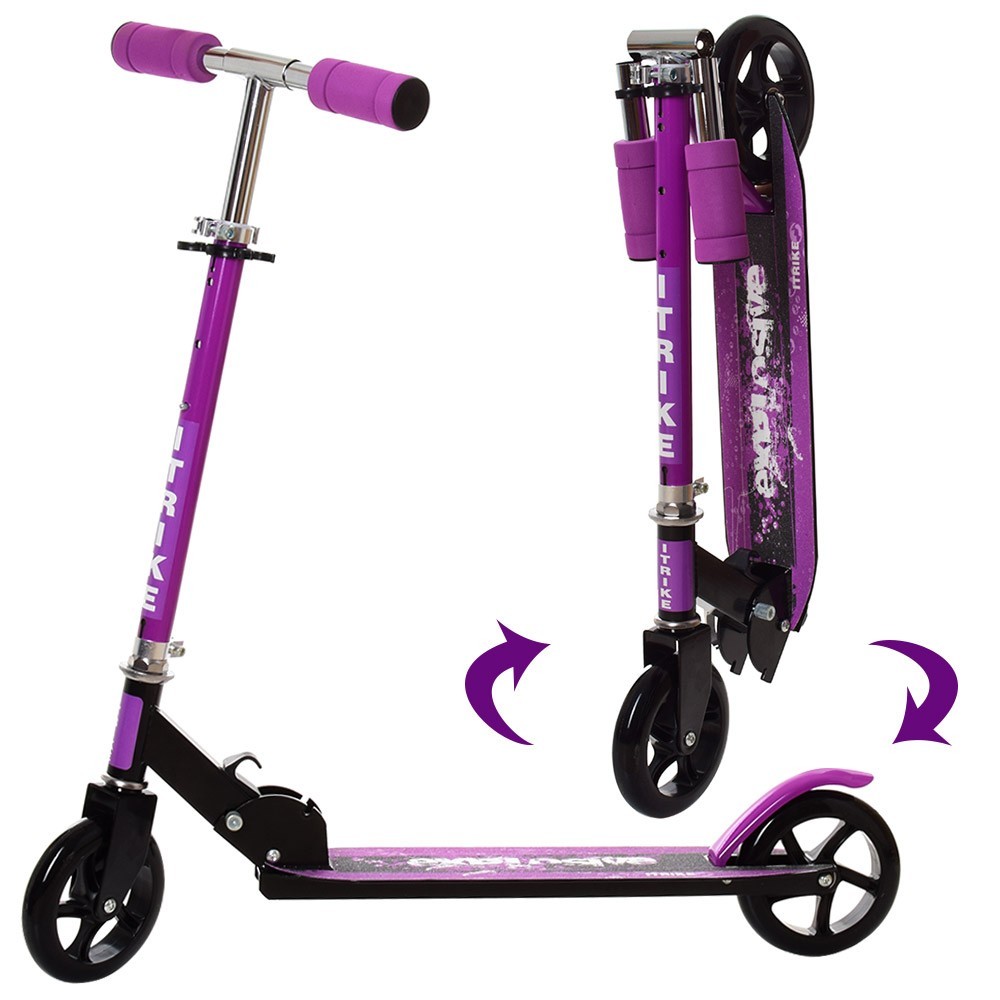 

Двухколесный самокат для девочки iTrike SR 2-005-VB Violet складной