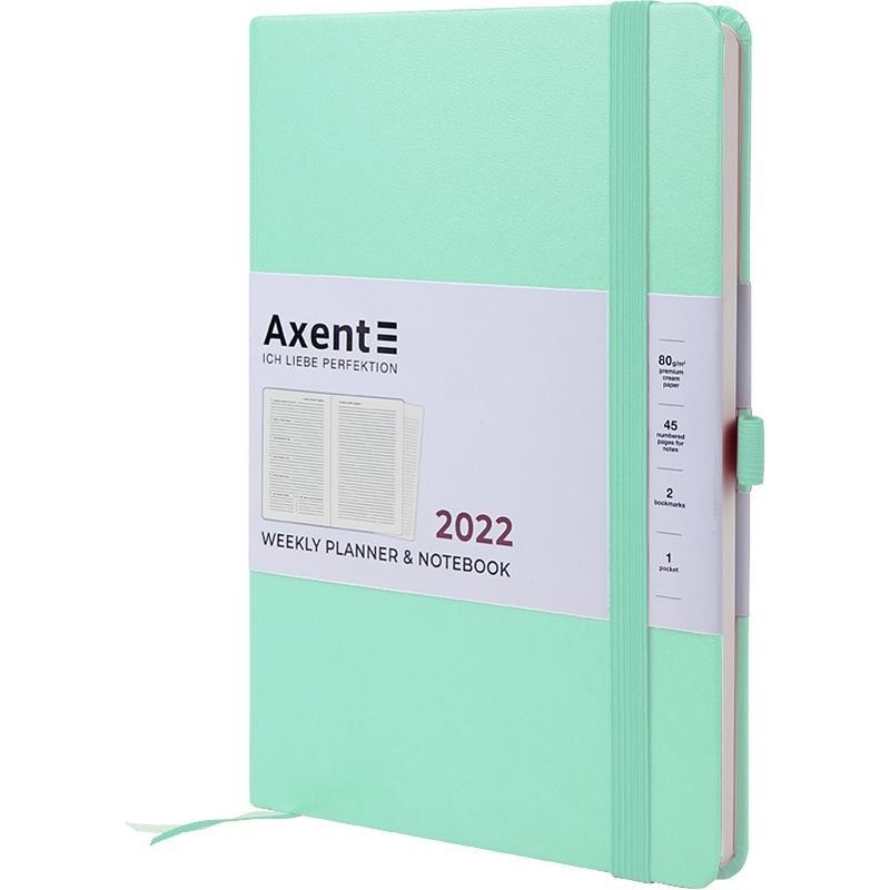 

Еженедельник 2022 Prime Strong 145х210 в твёрдой обложке Мятный Axent
