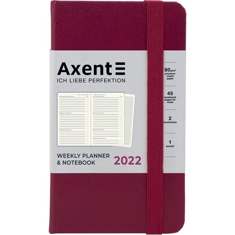 

Карманный еженедельник 2022 Pocket Strong 90х150 в твёрдой обложке Винный Axent