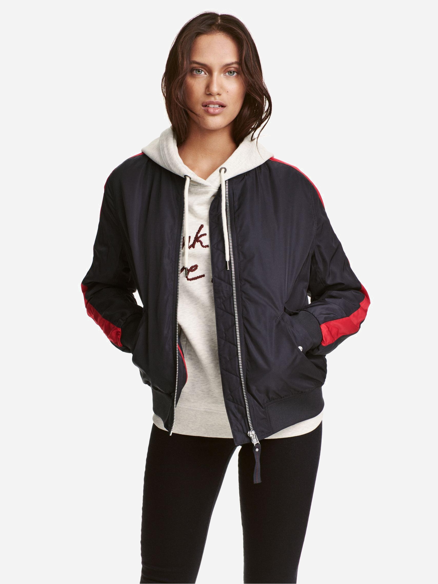 

Бомбер H&M XAZ280631OBVZ 36 Темно-синий с красным
