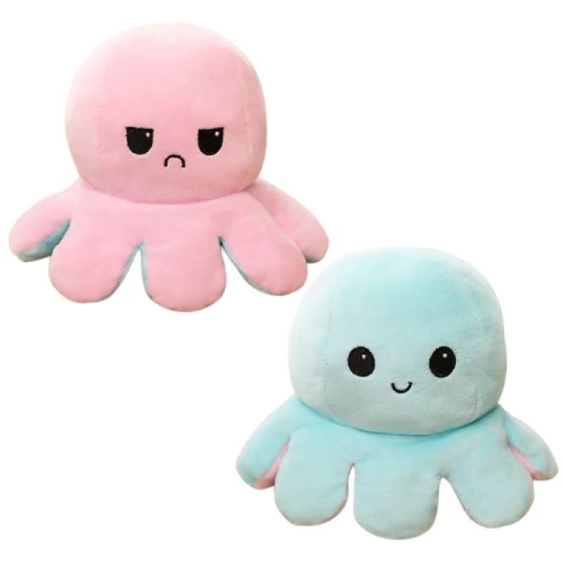 

Мягкая игрушка осьминог перевёртыш двухсторонний большой 30 см розовый-голубой FLIP60