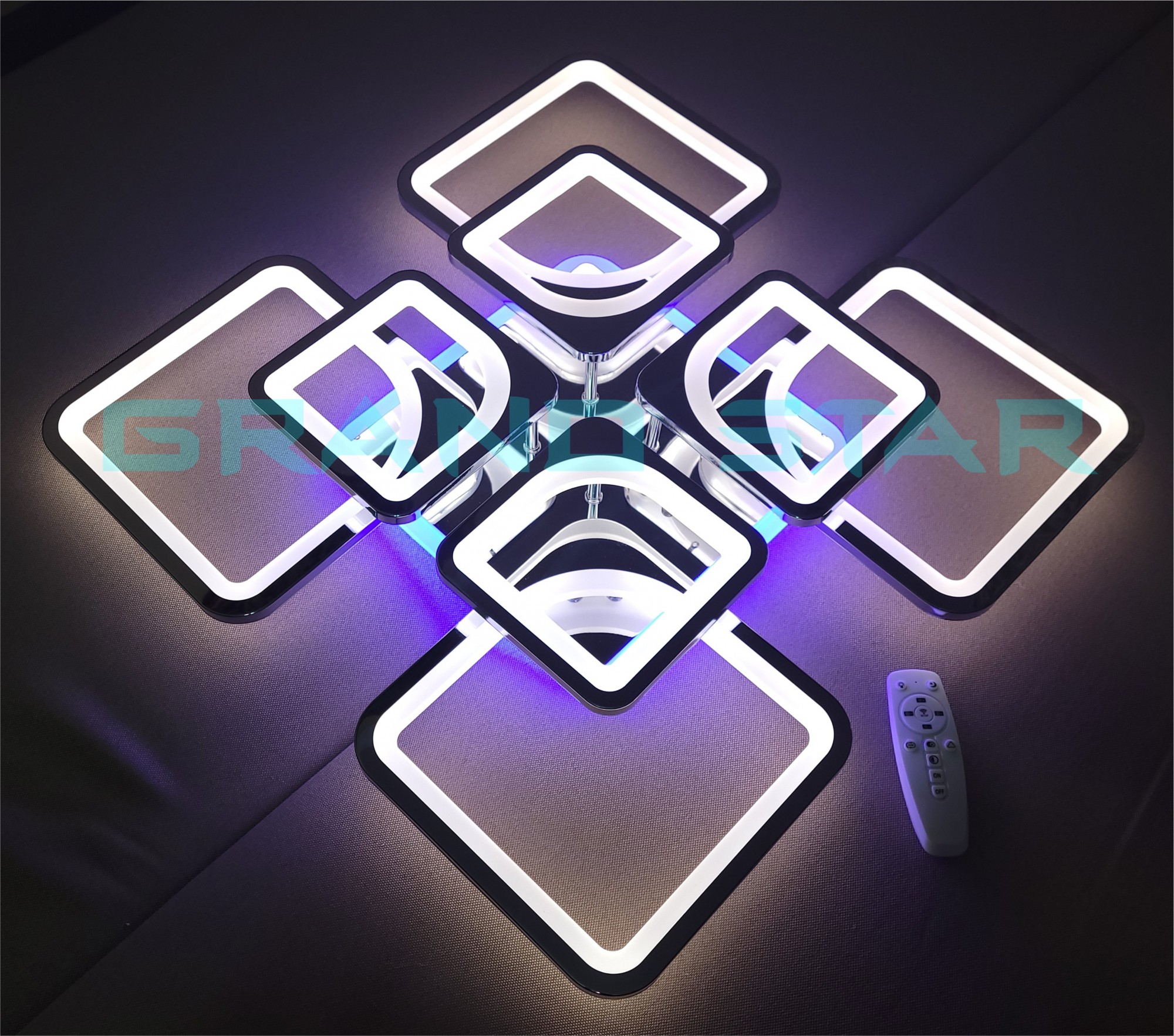 

Светодиодная LED люстра D.Sh 8060 Квадраты-4+4R с пультом 240 Вт Хром