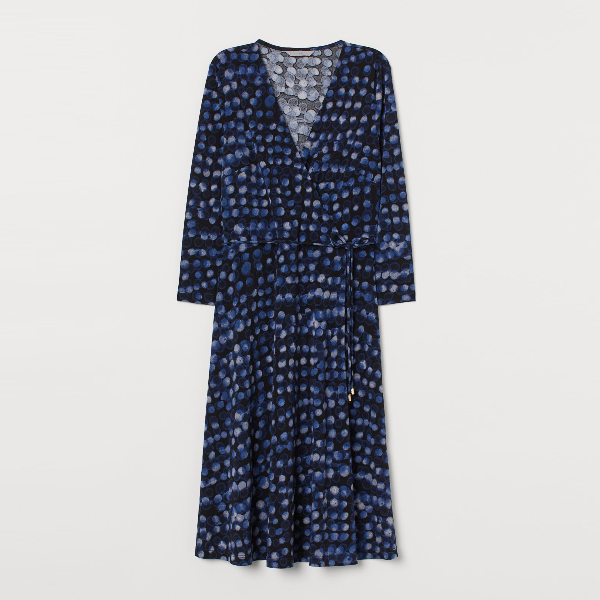

Платье H&M XAZ274665XPIJ S Черное с синим и белым