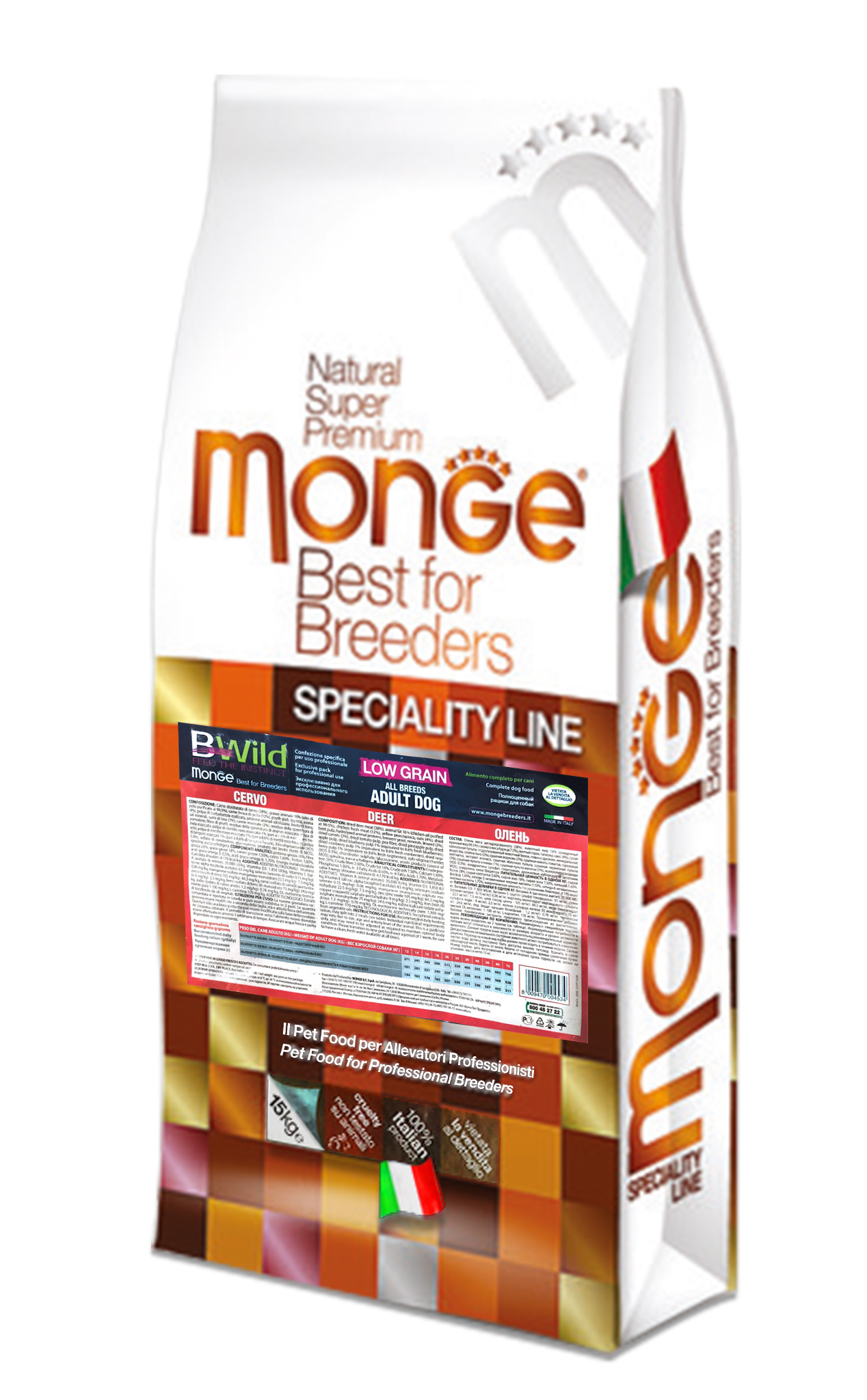 

Низкозерновой корм для собак BWILD Monge Low Grain оленина 15кг