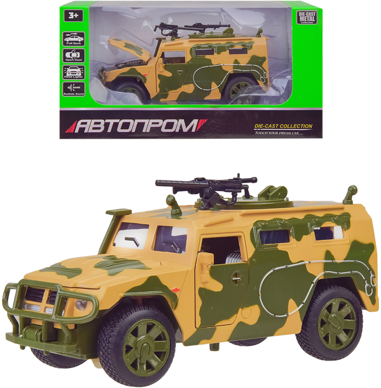 

Игрушка Автопром Военная машинка Бежево-зеленый (2201_бежевый)
