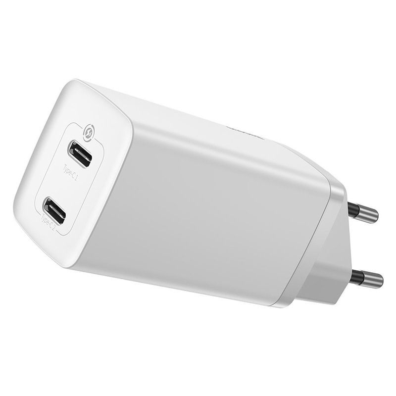 

Зарядное сетевое Baseus (CCGAN2L-E02) GaN2 Lite Quick Charger C+C 65W Белый