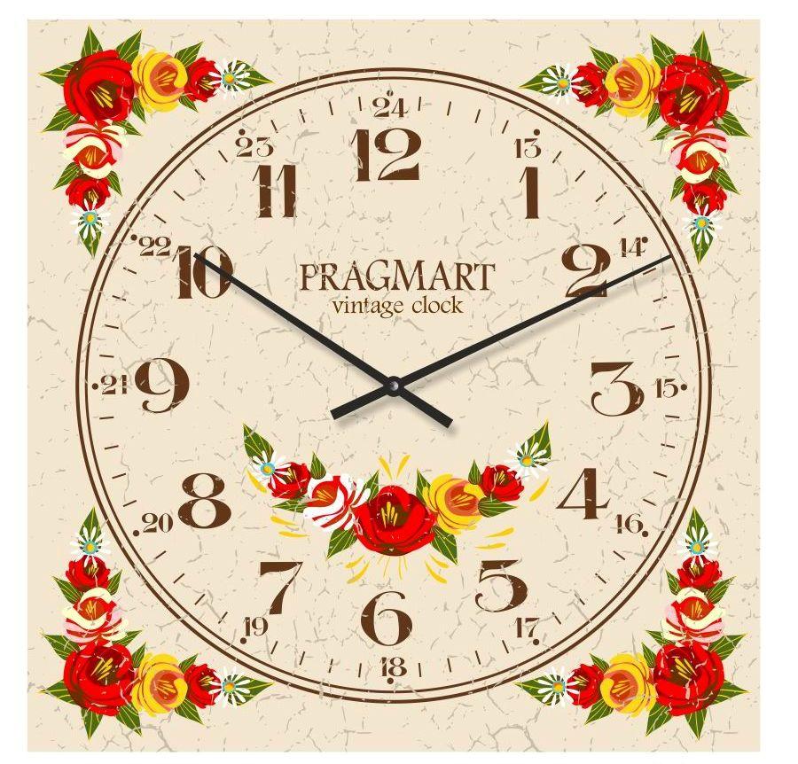 

Часы настенные "Розы" бесшумные Pragmart-427-300 [Стекло, механизм Hermle] Бежевый 45х45 см