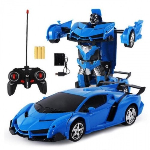 

Машинка трансформер Autobots, синяя машина на пульте управления, робот
