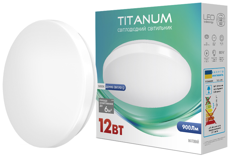 

Настенно-потолочный светильник Titanum 12W 5000K Матовый (TLCL-125M)