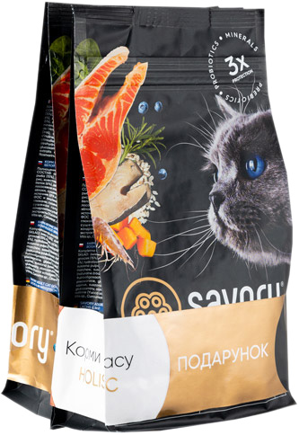 

Сухой корм для кошек Savory свежий лосось и белая рыба 800 г