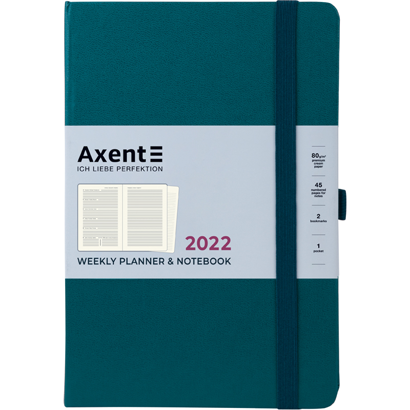 

Еженедельник датированный Axent Prime Strong 2022 А5 96 листов малахитовый (8507-22-31-A)