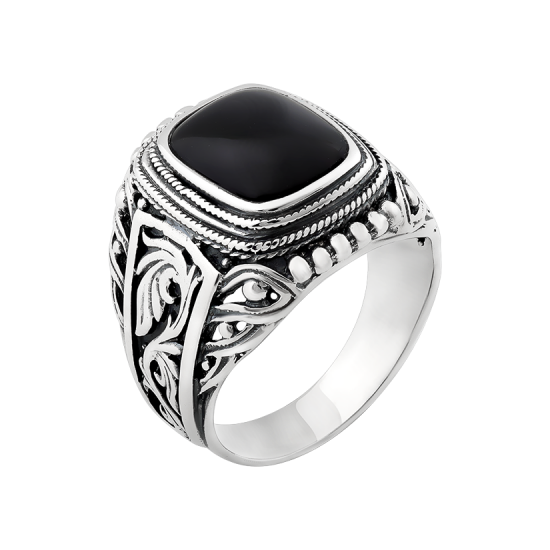 

Печатка серебряная с ониксом 455ч, 23 размер