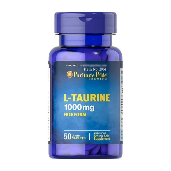 

Таурин Puritan's Pride L-Taurine 1000 mg free form 50 капсул