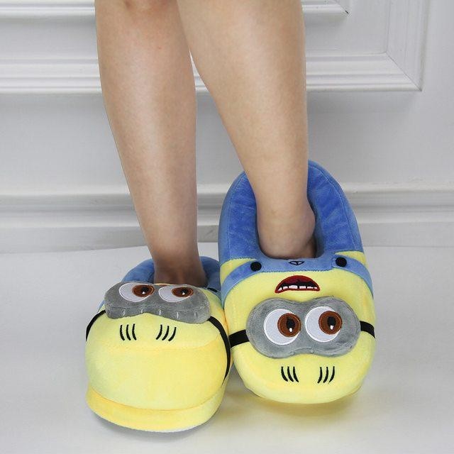 

Тапочки кигуруми игрушки Kigurumi Миньоны Домашние Комнатные Плюшевые Тканевые Синий с желтым 35-42 (3072)